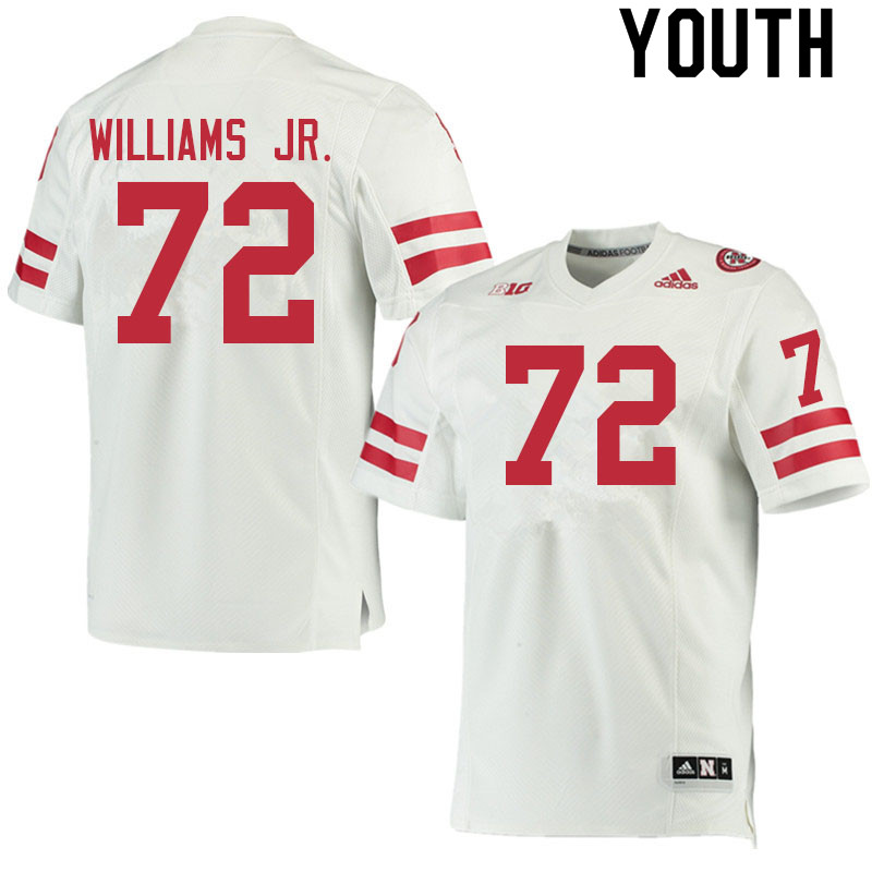 Youth #72 Kevin Williams Jr. Nebraska Cornhuskers College Football Jerseys Sale-White - Click Image to Close